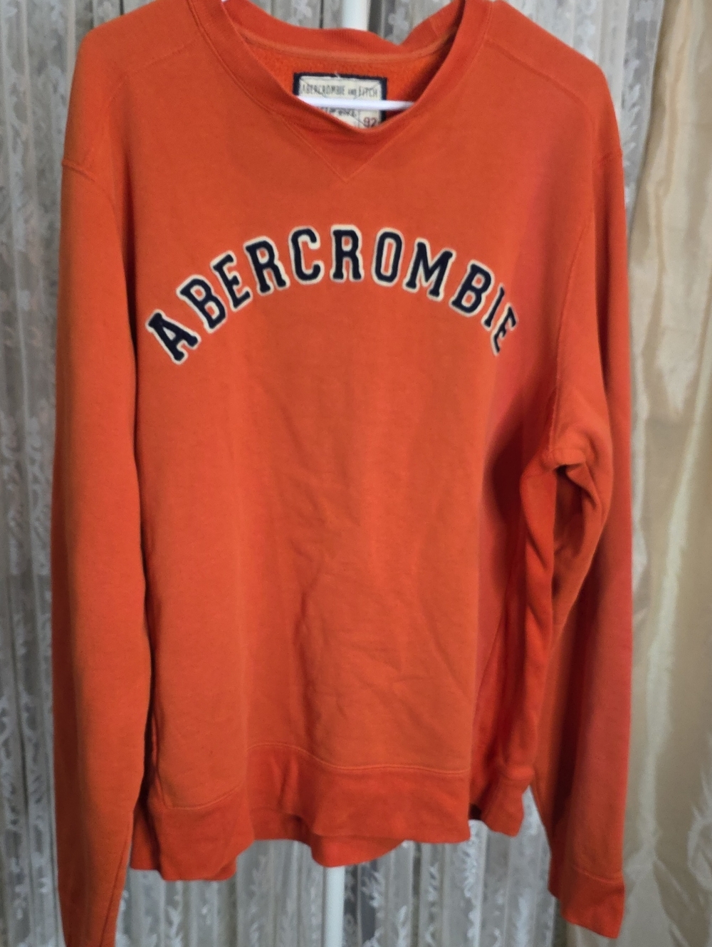 #219 🔥 Vintage Y2K Abercrombie & Fitch Spellout Crewneck Sweatshirt Orange Med